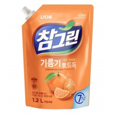 CJ Lion Chamgreen Средство для мытья посуды с экстрактом японского мандарина, мягкая упаковка, 1,2 л. Корея