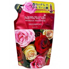 Samourai Woman Premium Шампунь для волос восстанавливающий и увлажняющий, с ароматом роз, мягкая упаковка, 370 мл