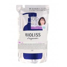 Bioliss Veganee Botanical Smooth Шампунь для волос разглаживающий, с натуральными маслами, с ароматом розы и черной смородины, сменная упаковка 340 мл
