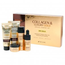 3W Clinic Collagen & Luxury Gold Special Starter Kit - Набор уходовой косметики с коллагеном и золотом