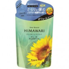 Kracie Dear Beaute Himawari Oil Premium EX Volume & Repair Шампунь для придания объема поврежденным волосам с растительным комплексом сменная упаковка 360 мл