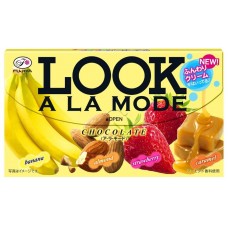 Шоколад Look A la Mod фруктовое ассорти, 4 вкуса, 47 гр (банан, карамель, клубника, миндаль)