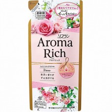 LION "SOFLAN Aroma Rich Diana" Кондиционер для белья c натуральными маслами английской розы, 400 мл, сменная упаковка.