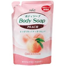  Крем-мыло для тела "Wins Body Soup peach" с экстрактом листьев персика и богатым ароматом (мягкая упаковка) 400 мл