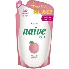 Мыло для тела жидкое с экстрактом листьев персикового дерева Kracie Naive Body Wash 380 мл запасной блок
