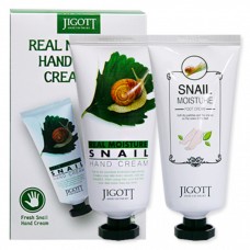 Jigott Real Moisture Hand & Foot Cream Set набор кремов для рук и ног с экстрактом слизи улитки 200 гр.